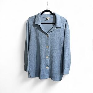 LL BEAN Blue‎ Fleece Button-Up Cardigan size L